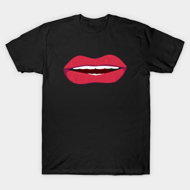 RED LIPS FACE MASK T-Shirt by Bombastik